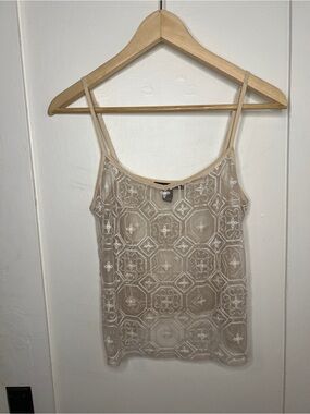 Forever 21 Beige Embroidered Lace Cami